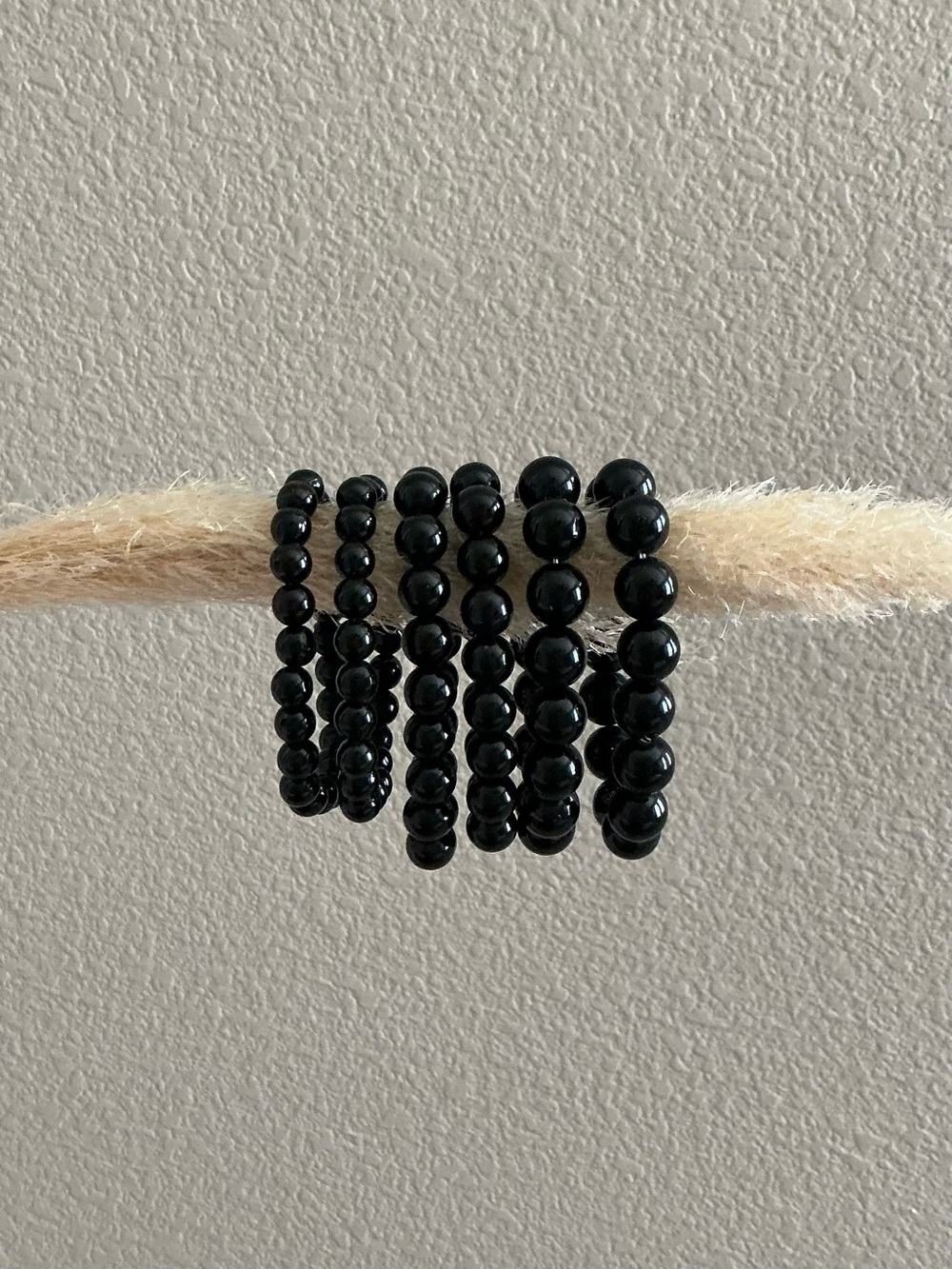 Vintage Black Beaded Stretch Bracelets